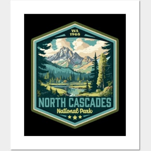 North Cascades National Park Vintage WPA Style Outdoor Badge Posters and Art